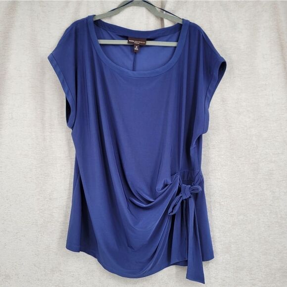Dana Buchman Tops - Dana Buchman Blue Faux Wrap Side Twist Knot Tie Detail Women's Plus Size 2X